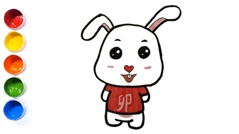 一学就会儿童简笔画:十二生肖q版卡通简笔画之兔子