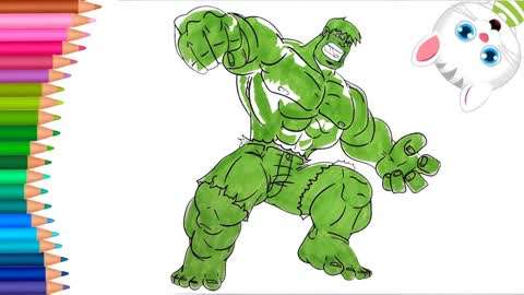 超级英雄复仇者联盟之绿巨人简笔画,儿童手工英语启蒙