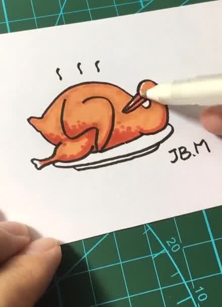 烤鸭简笔画 步骤图片