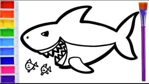 学画大白鲨儿童画图片