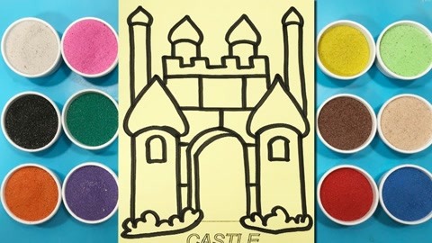 简笔绘画:用彩沙绘画公主的梦幻城堡,你喜欢涂上什么颜色?