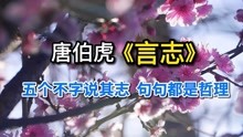 [图]《言志》古诗朗读 唐伯虎失意时的诗 连用五个不字 句句都是哲理