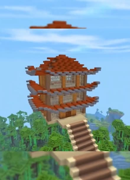 迷你世界速建天梯古风别墅,好漂亮的样子!