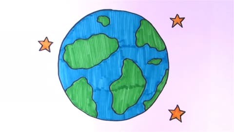 和我一起学画画,今天我们来画地球和星星!