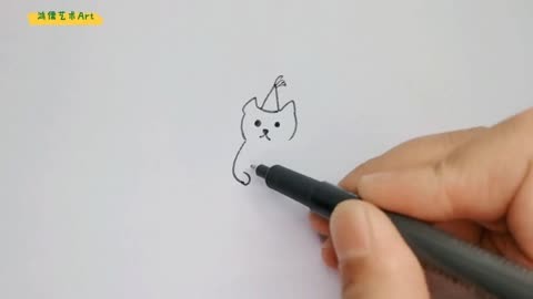 手帐简笔画 可爱的的小猫咪  手绘  创意简笔画  零基础学画画